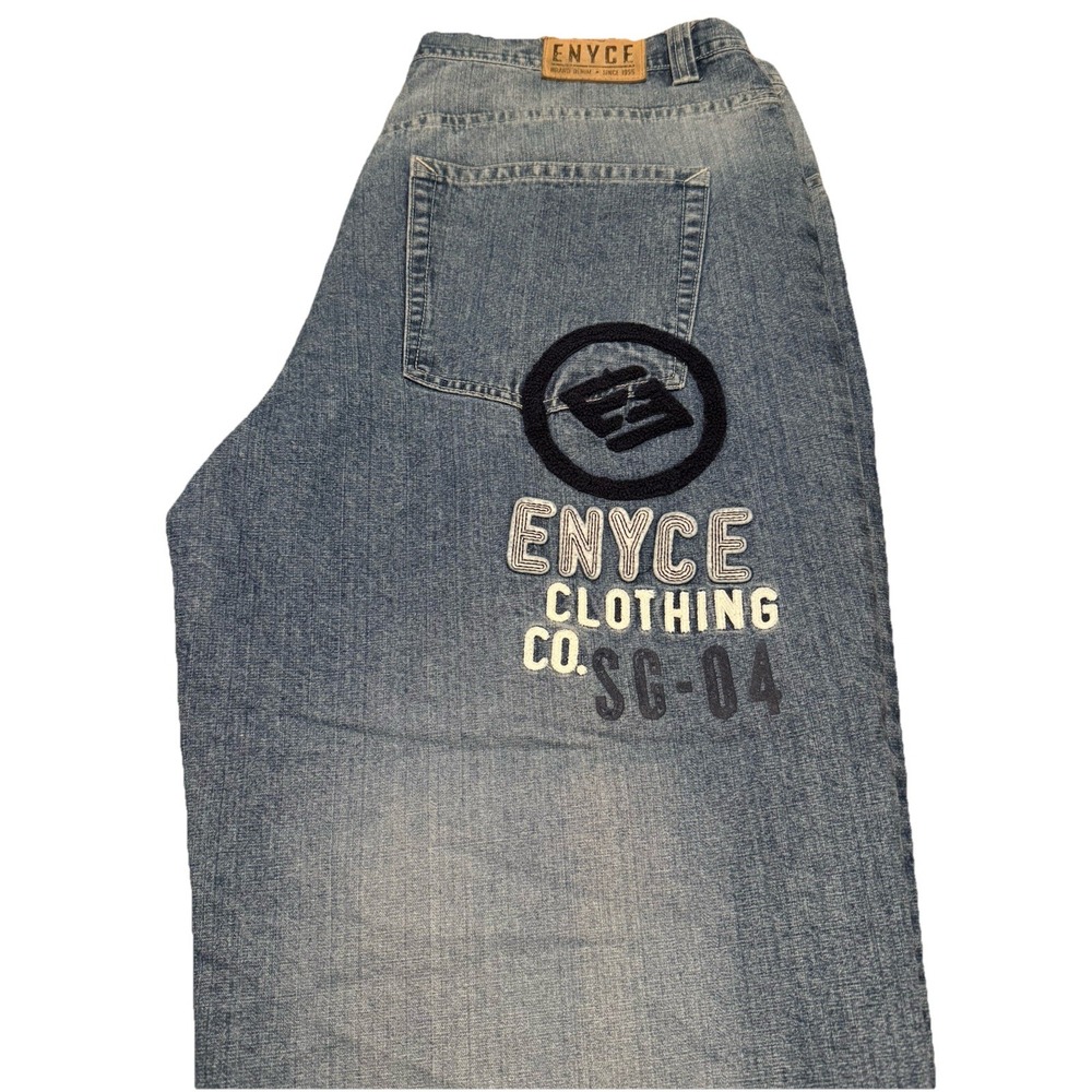 ENYCE Vtg jeans men's 42 blue stitched Logo Patch‎ Wide Streetwear Y2K